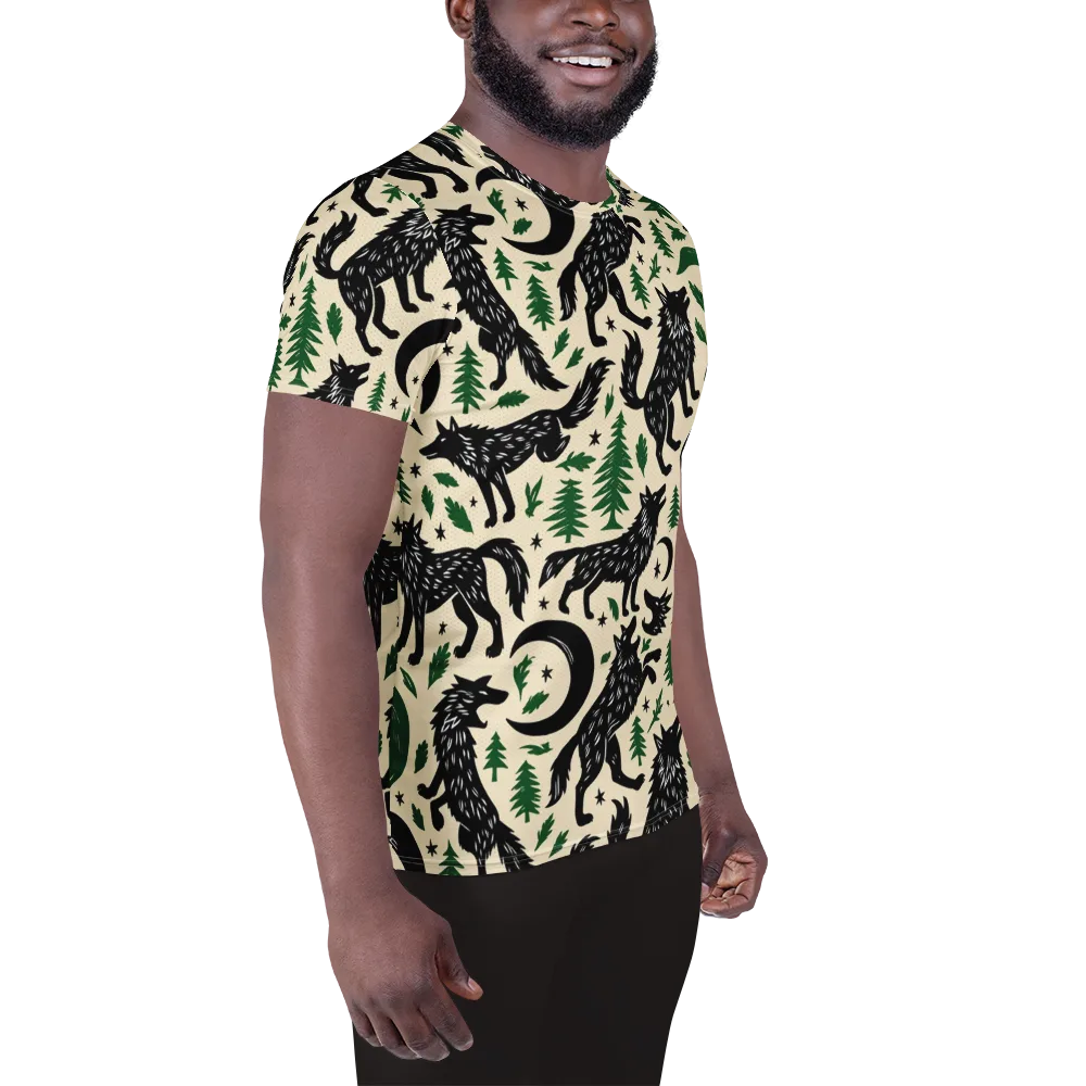 Black Pine Howl on Men's Athletic T-Shirt — Right