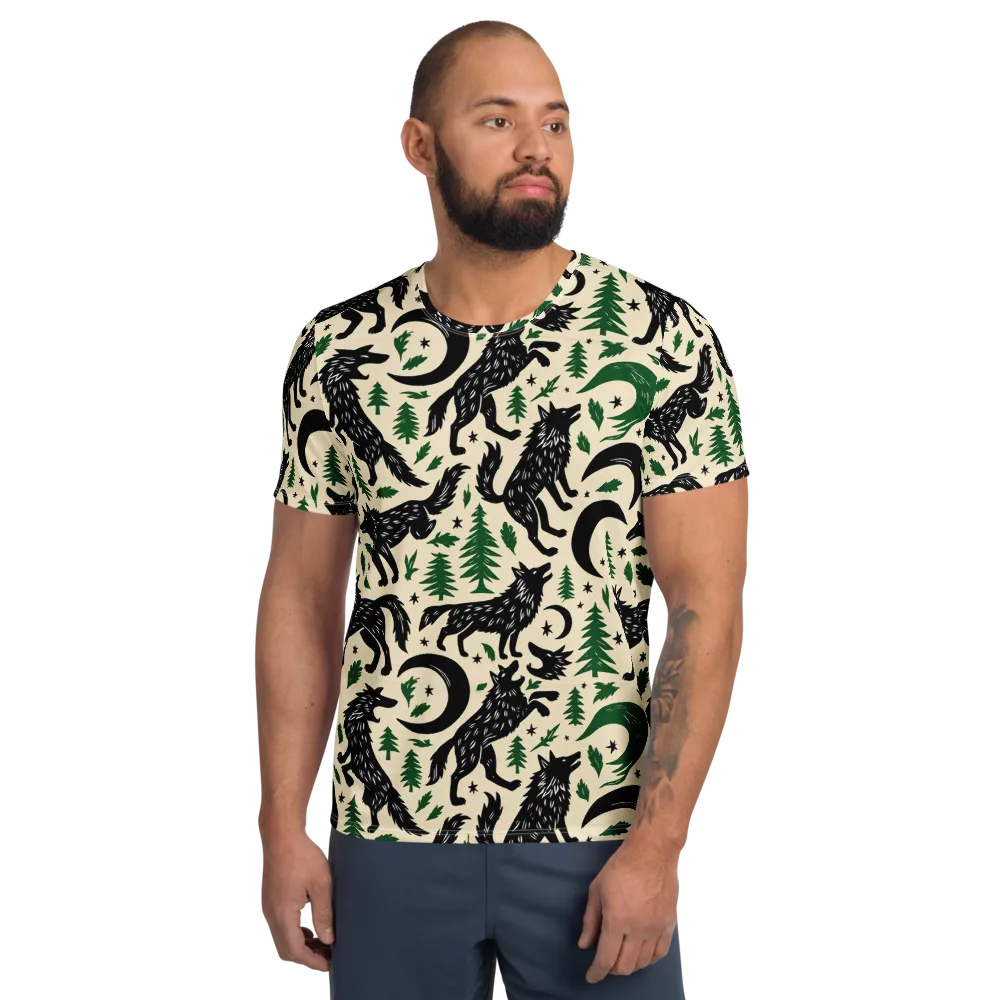 Black Pine Howl on Men's Athletic T-Shirt — Front