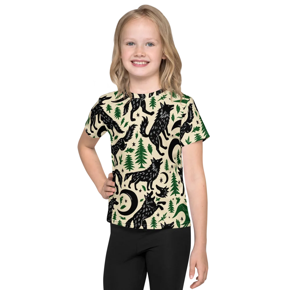 Black Pine Howl on Kids Crew Neck T-Shirt — Front