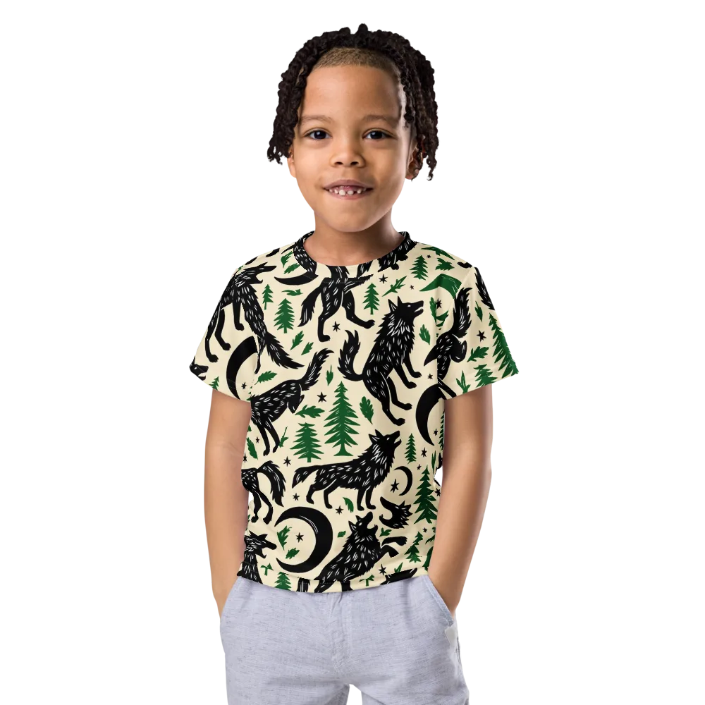 Black Pine Howl on Kids Crew Neck T-Shirt — Front