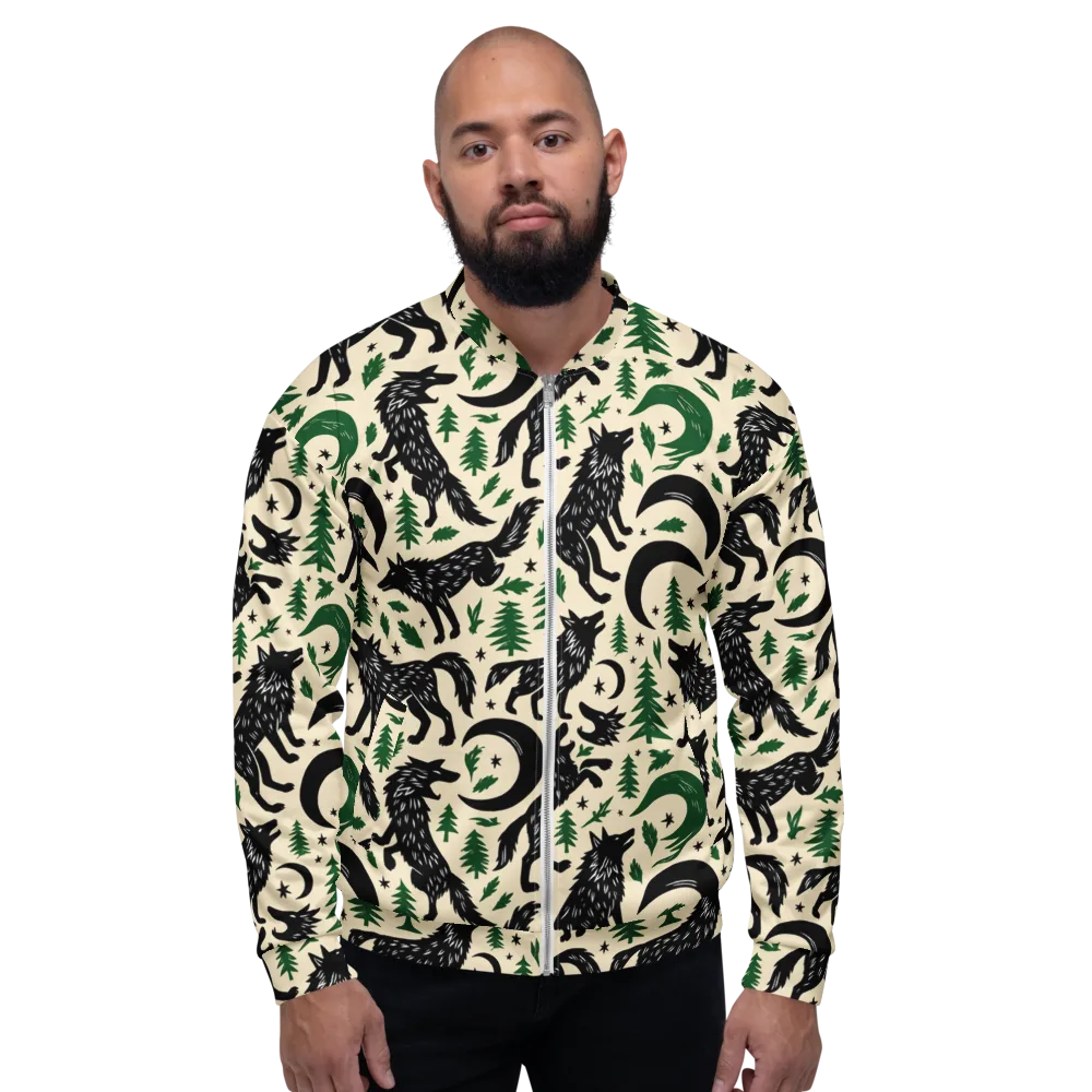Black Pine Howl on Bomber Jacket — Front