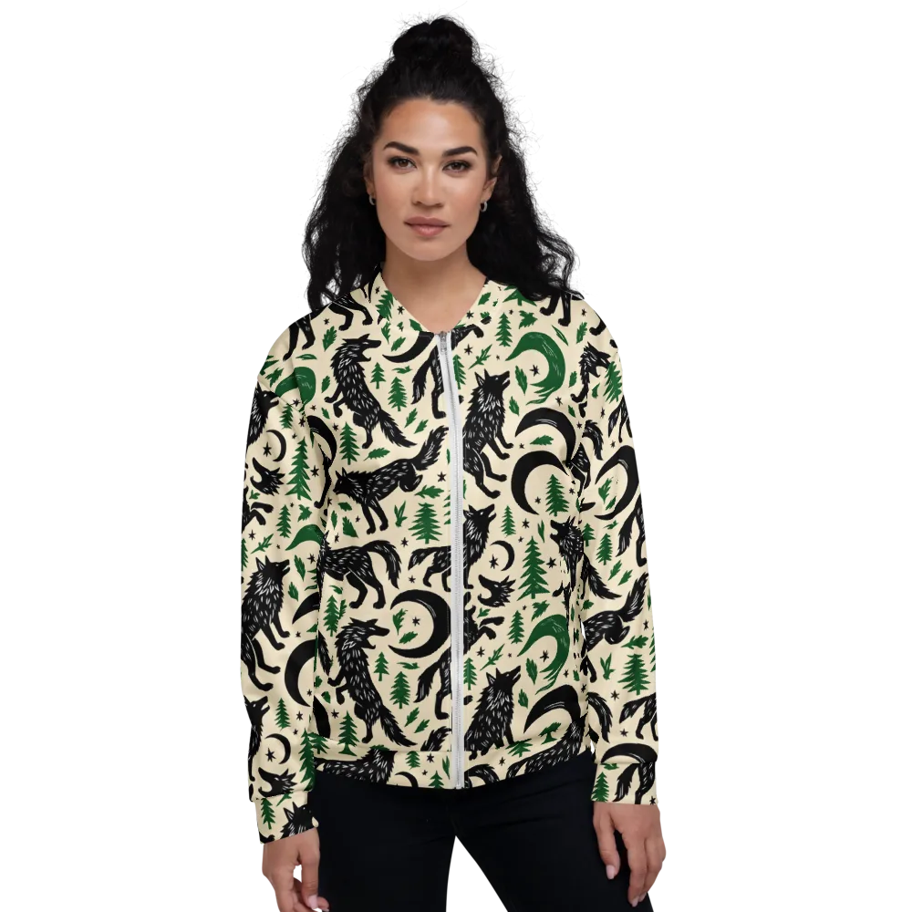 Black Pine Howl on Bomber Jacket — Front