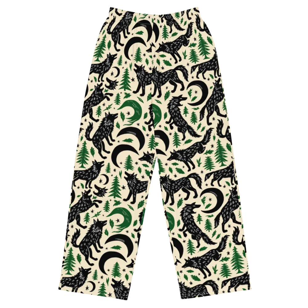 Black Pine Howl on Wide-Leg Pants — Front