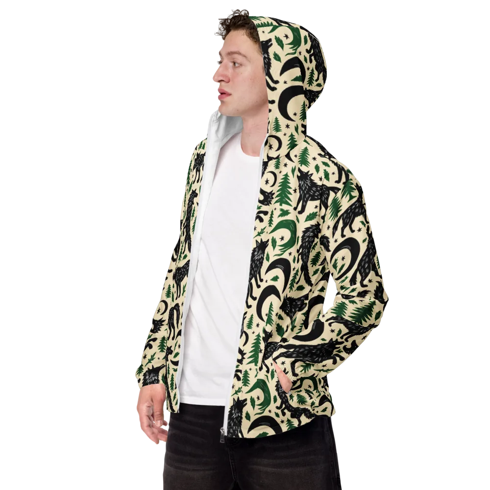 Black Pine Howl on Men's Windbreaker — Left Front