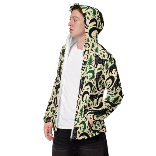 Black Pine Howl on a Men's Windbreaker