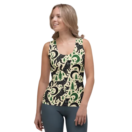 Black Pine Howl on a Women's Tank Top