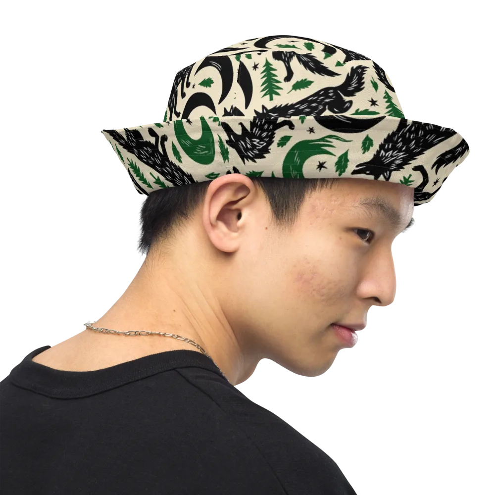 Black Pine Howl on Reversible Bucket Hat — Right Outside