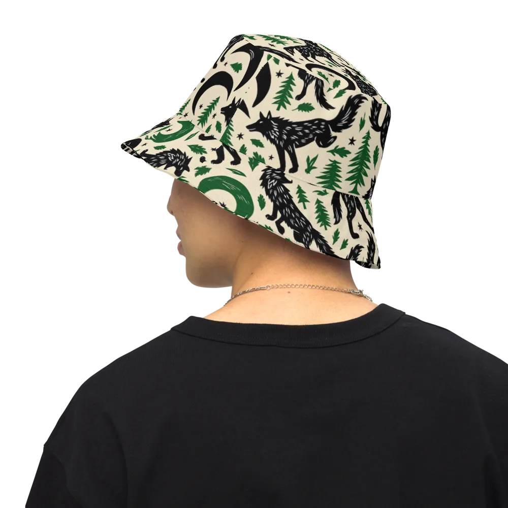 Black Pine Howl on Reversible Bucket Hat — Back Inside
