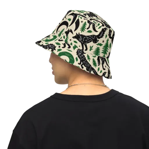 Black Pine Howl on a Reversible Bucket Hat