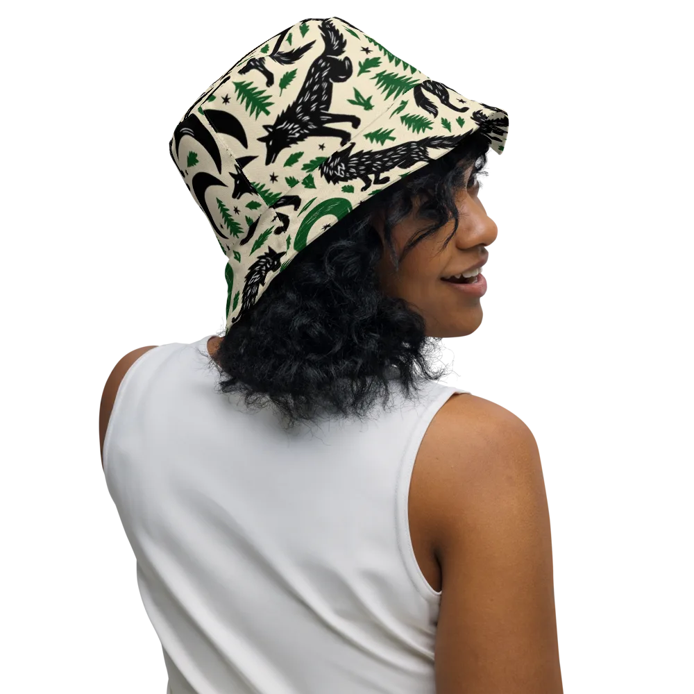 Black Pine Howl on Reversible Bucket Hat — Right Outside