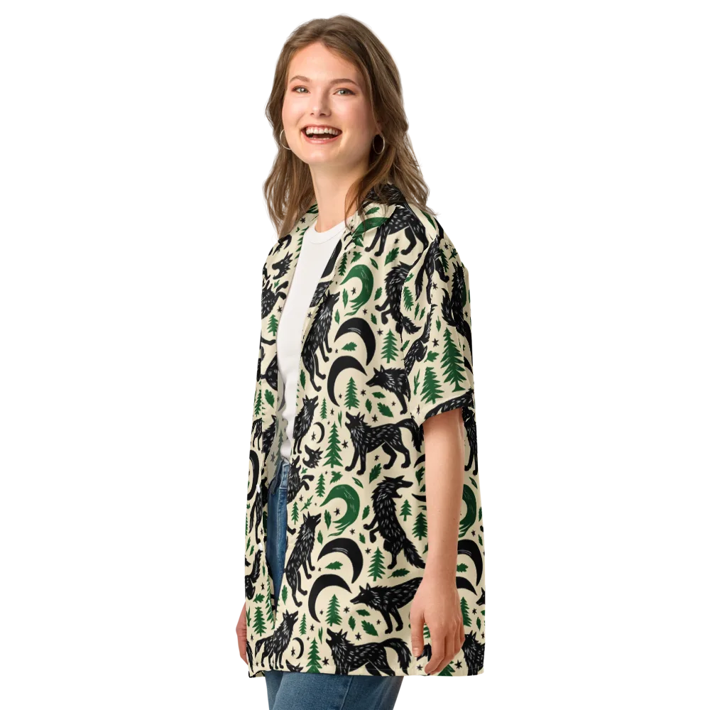 Black Pine Howl on Button Shirt — Left Front