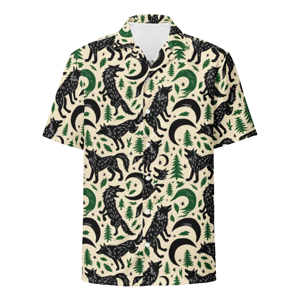 Black Pine Howl on Button Shirt — Front