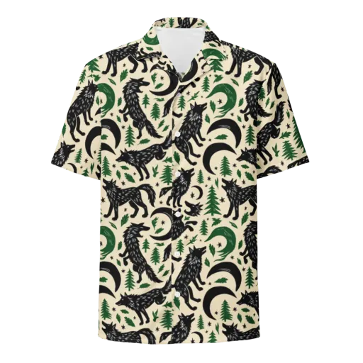 Black Pine Howl on a Button Shirt