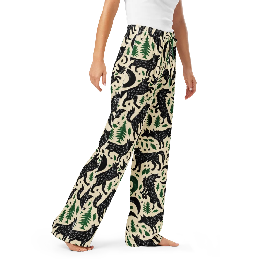 Black Pine Howl on Women's Pajama Pants — Right Front