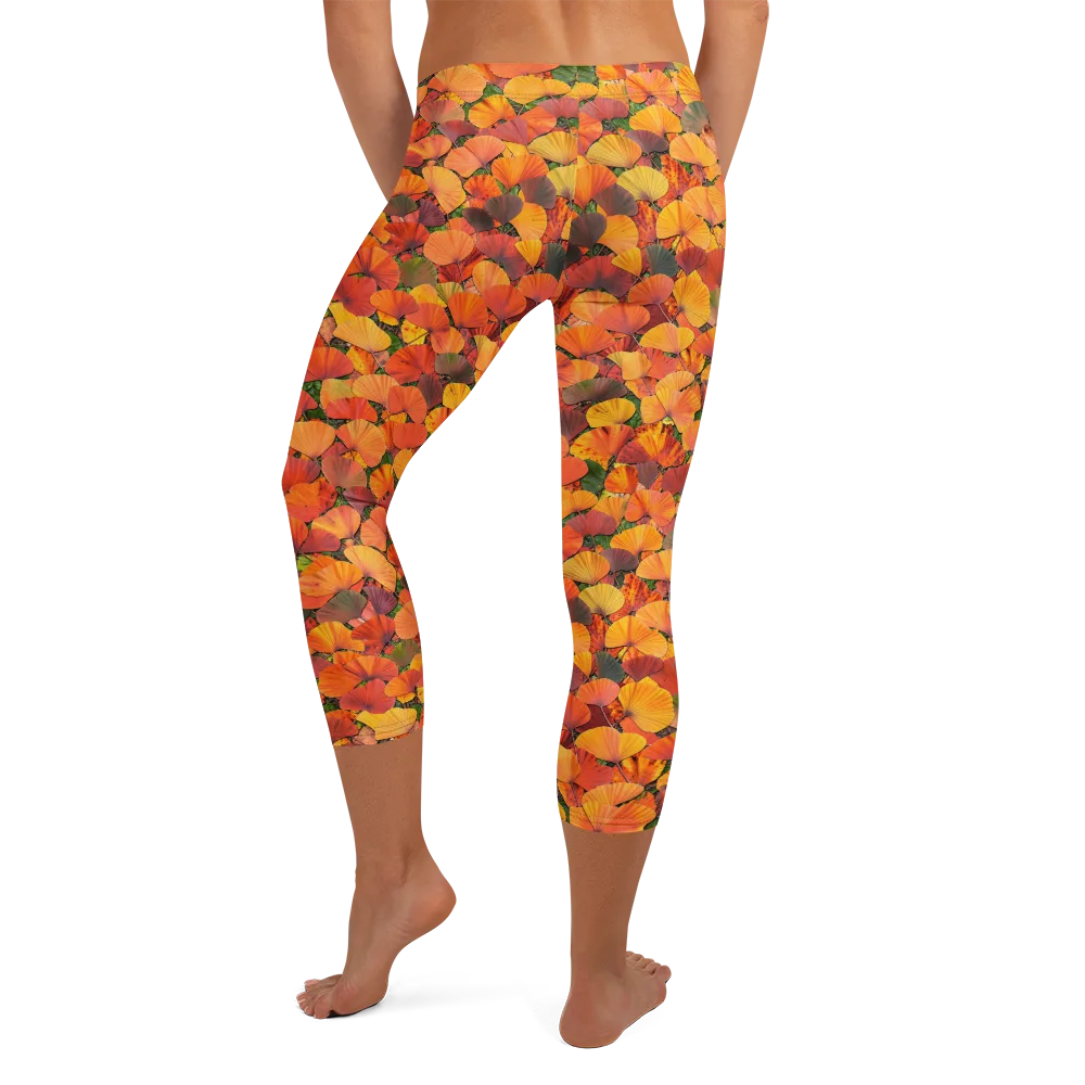 Ginkgo Inferno on Capri Leggings — Back