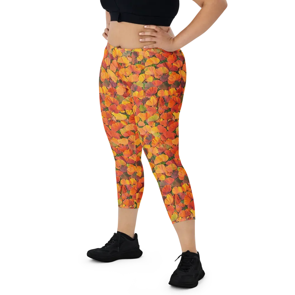 Ginkgo Inferno on Capri Leggings — Front