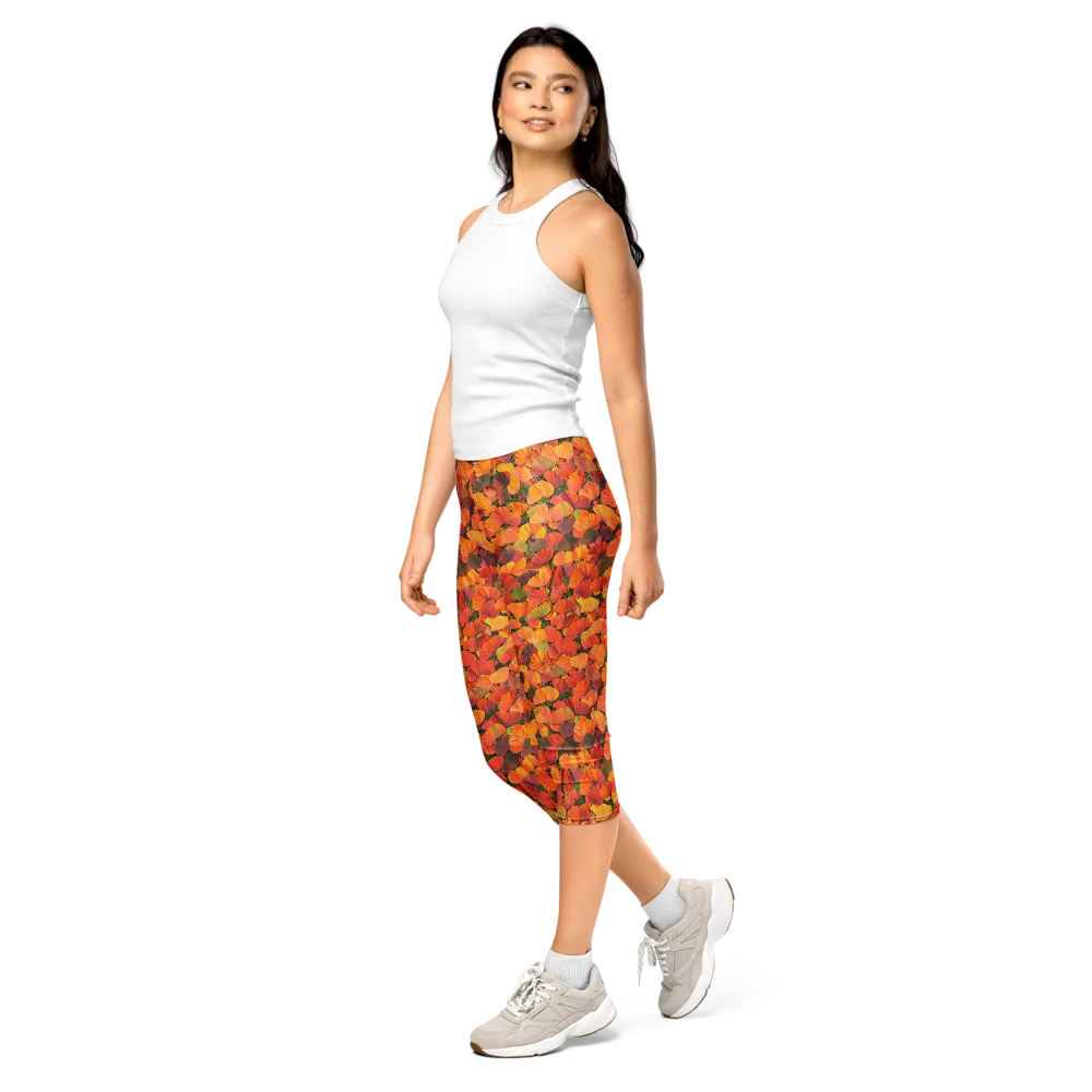 Ginkgo Inferno on Capri Leggings — Left Front