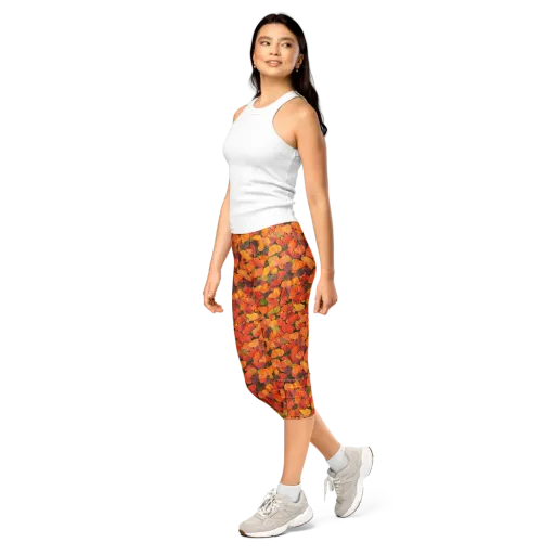 Ginkgo Inferno on a Capri Leggings