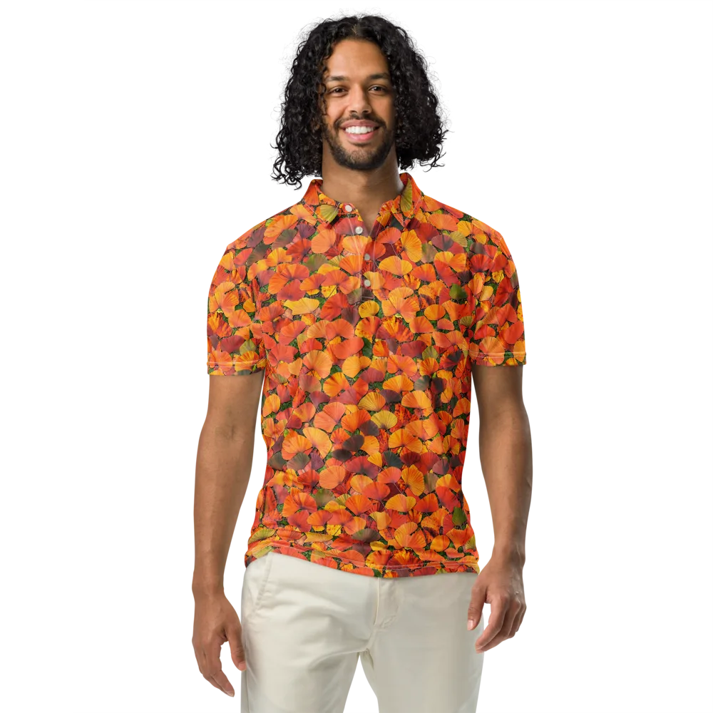 Ginkgo Inferno on Men's Slim Fit Polo Shirt — Front