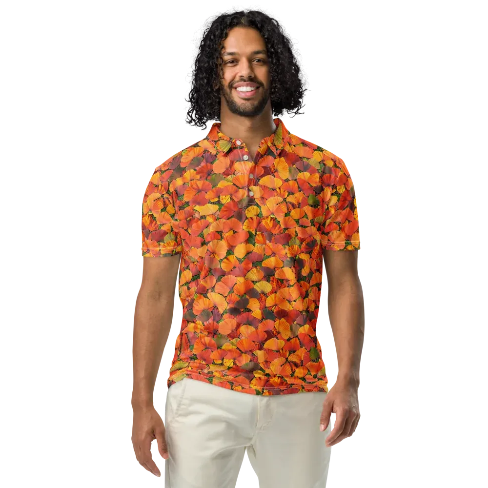 Ginkgo Inferno on Men's Slim Fit Polo Shirt — Front
