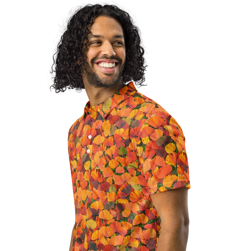 Ginkgo Inferno on Men's Slim Fit Polo Shirt — Left Front