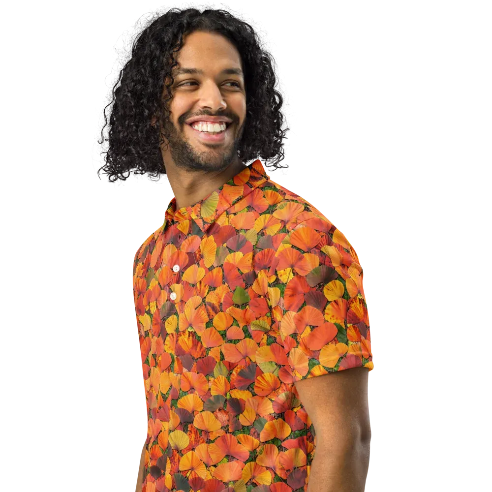 Ginkgo Inferno on Men's Slim Fit Polo Shirt — Left Front