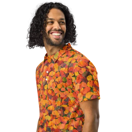 Ginkgo Inferno on a Men's Slim Fit Polo Shirt