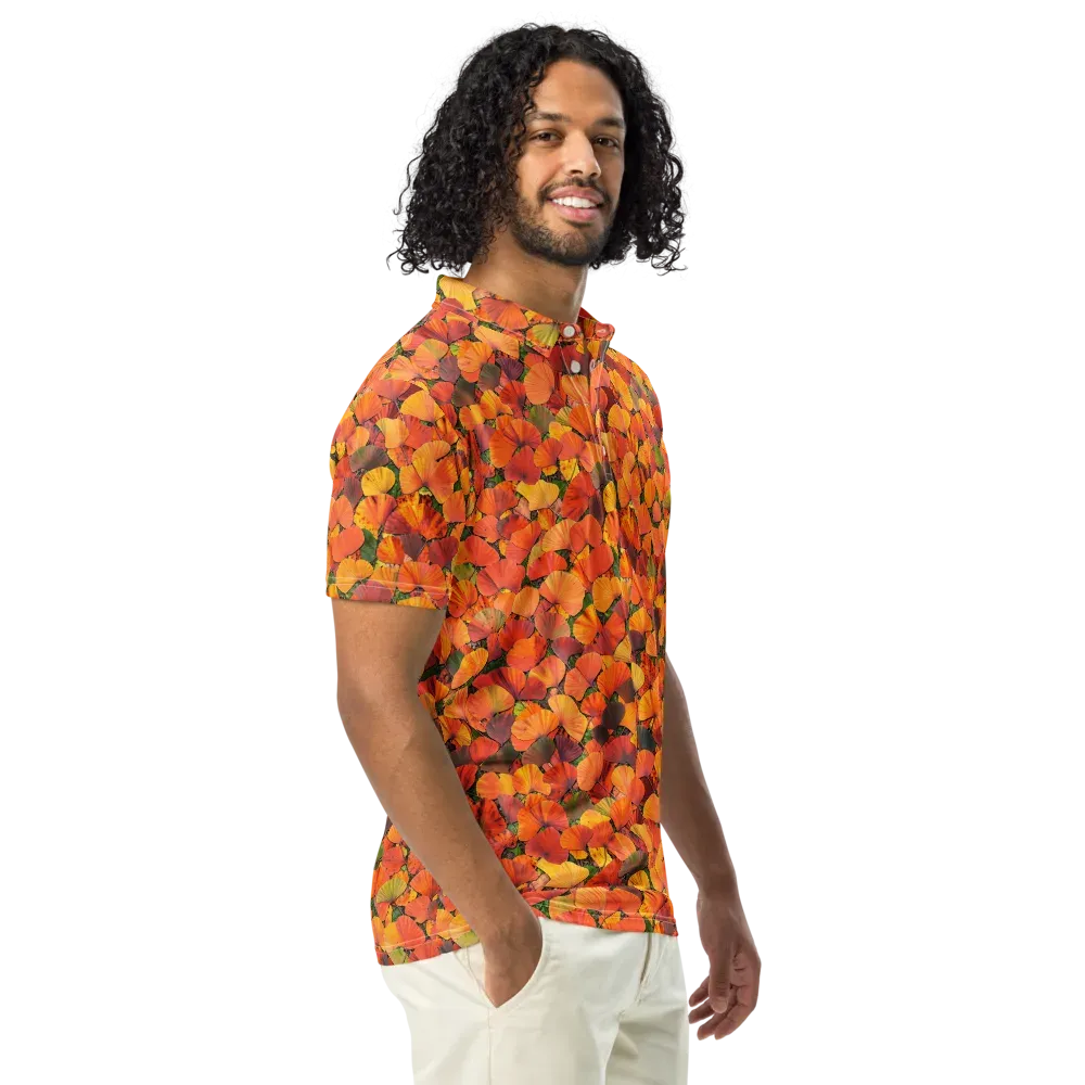 Ginkgo Inferno on Men's Slim Fit Polo Shirt — Right Front
