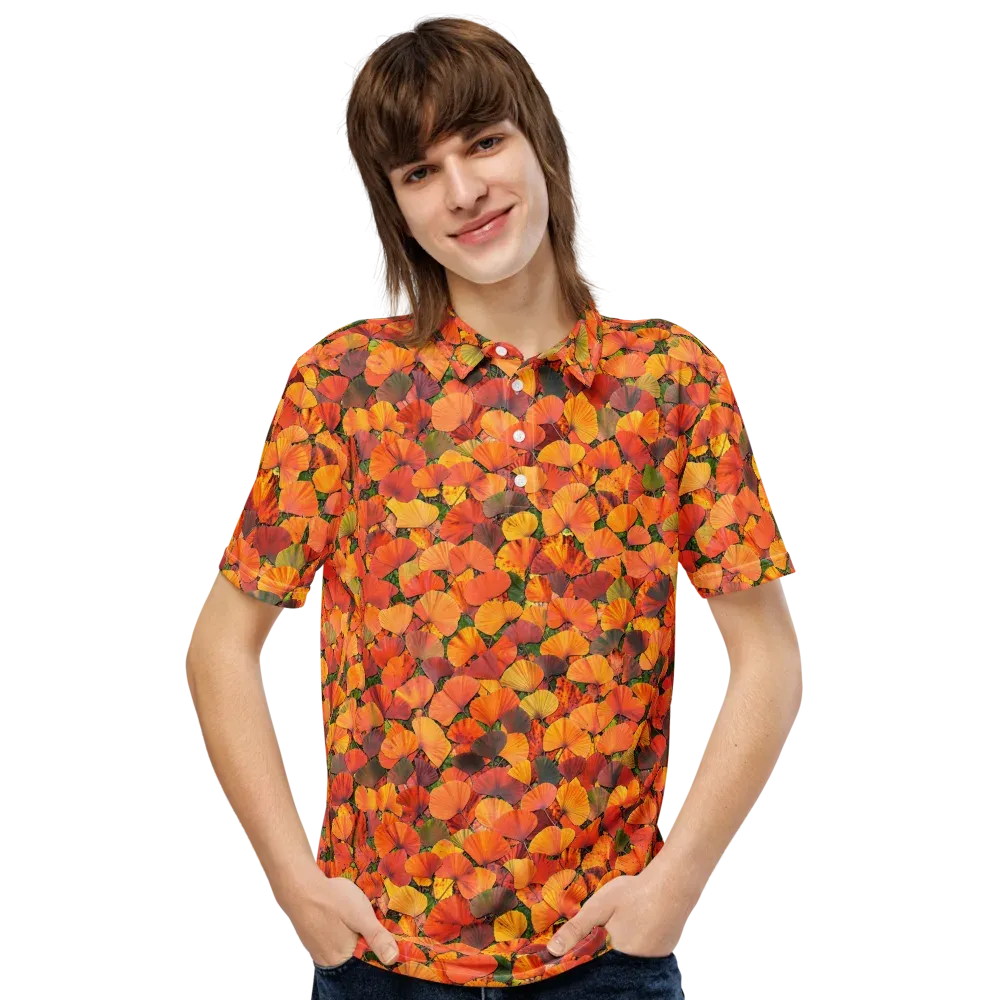 Ginkgo Inferno on Men's Slim Fit Polo Shirt — Front