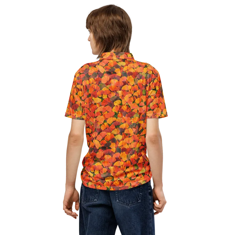 Ginkgo Inferno on Men's Slim Fit Polo Shirt — Back
