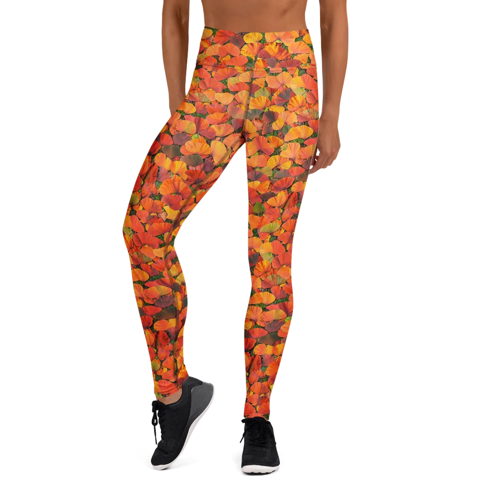Ginkgo Inferno on Yoga Leggings — Front