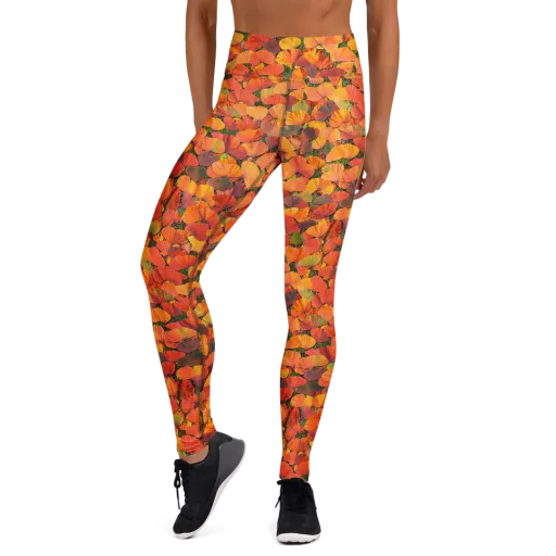 Ginkgo Inferno on a Yoga Leggings