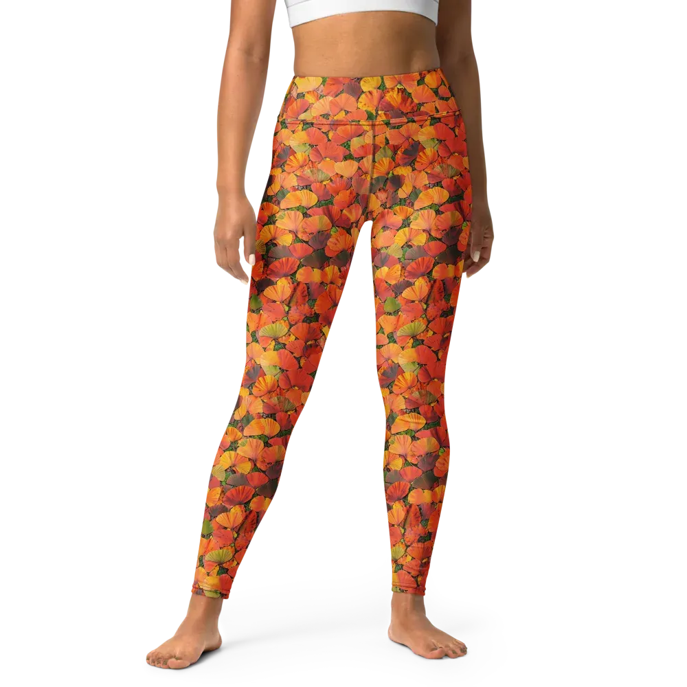 Ginkgo Inferno on Yoga Leggings — Front