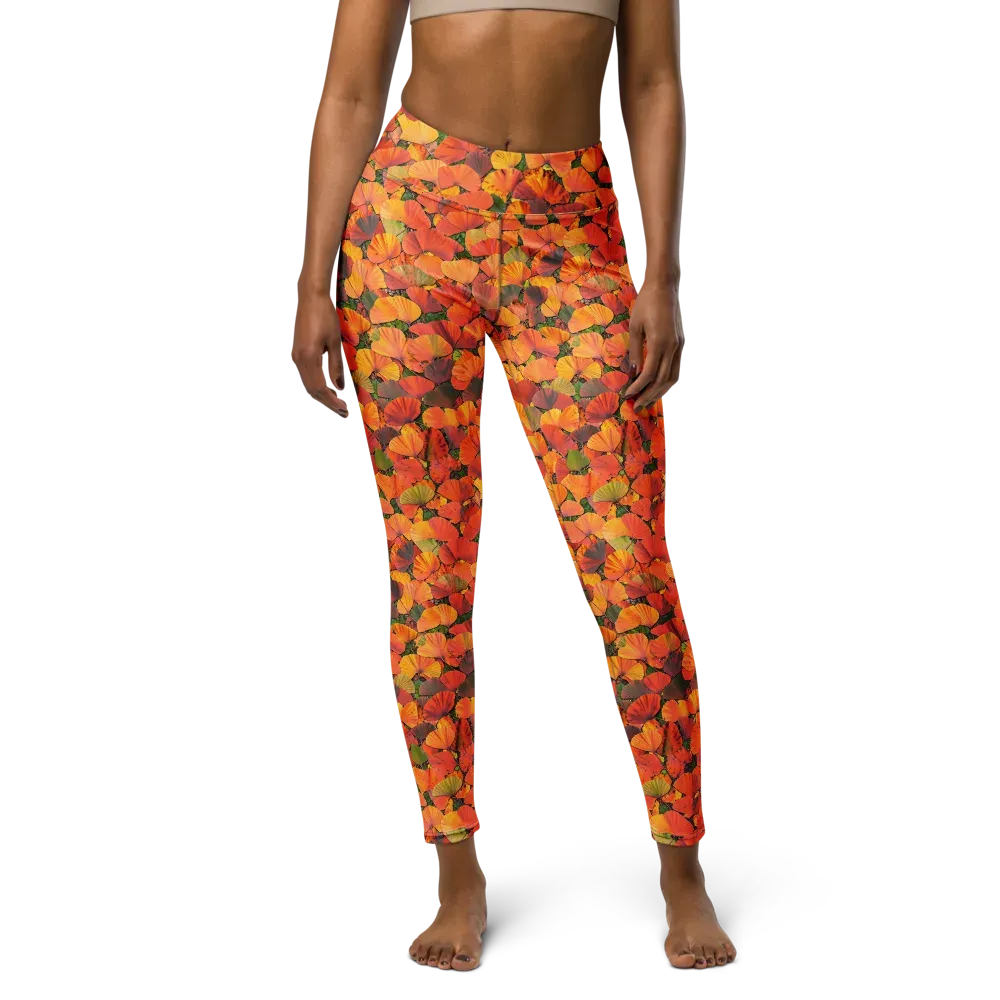 Ginkgo Inferno on Yoga Leggings — Front