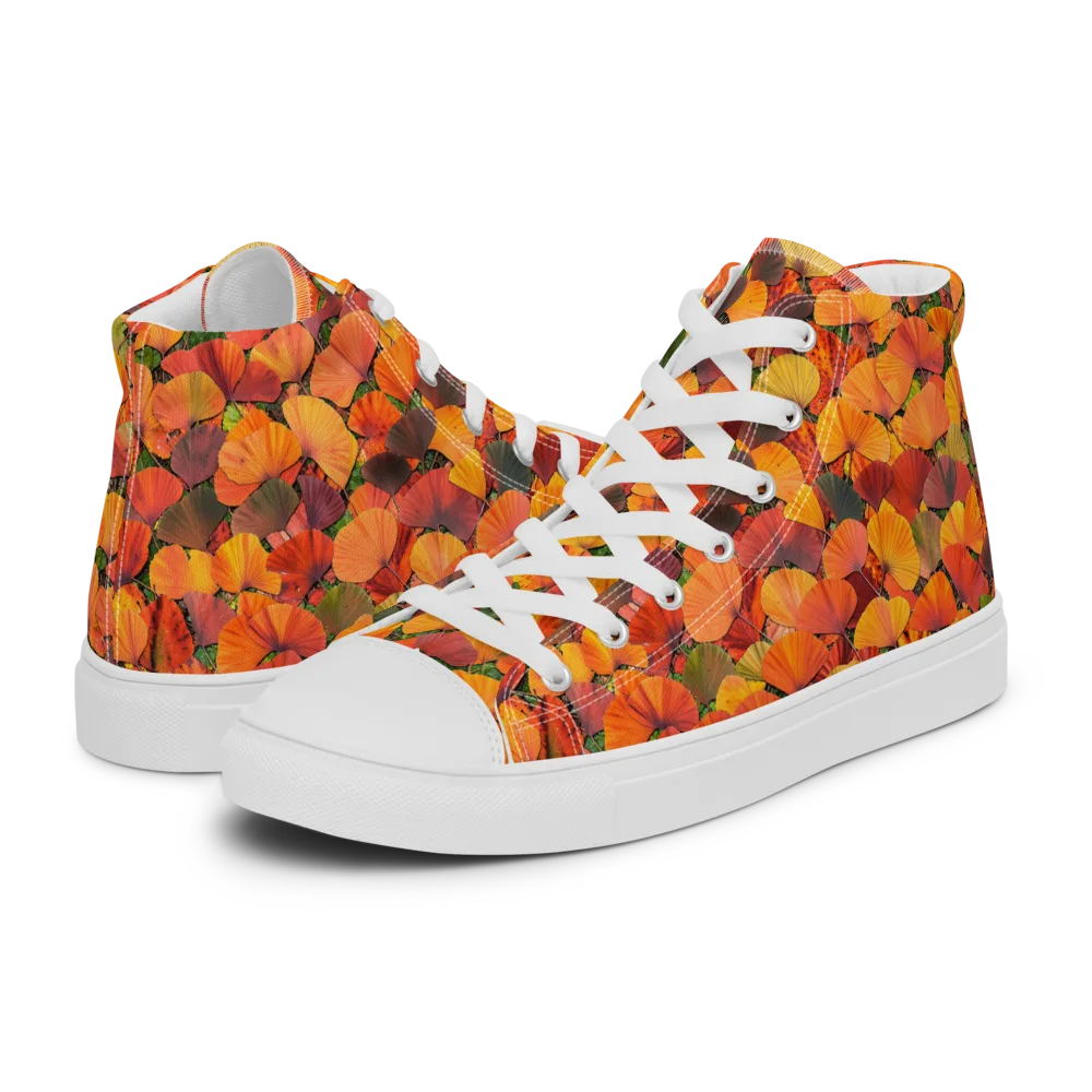 Ginkgo Inferno on Men's High Top Canvas Shoes — Left