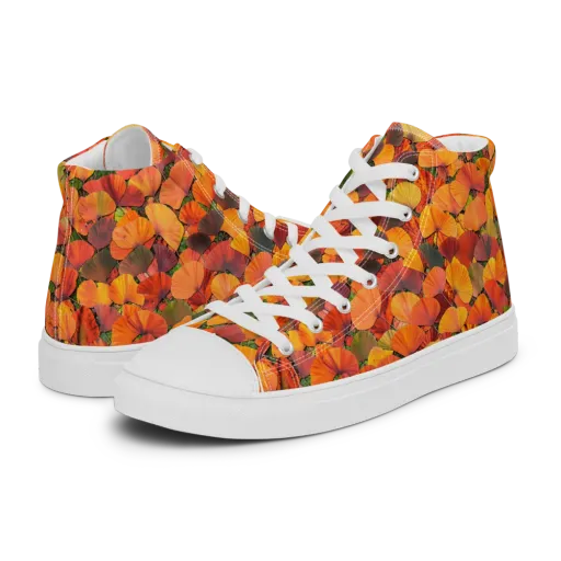 Ginkgo Inferno on a Men's High Top Canvas Shoes