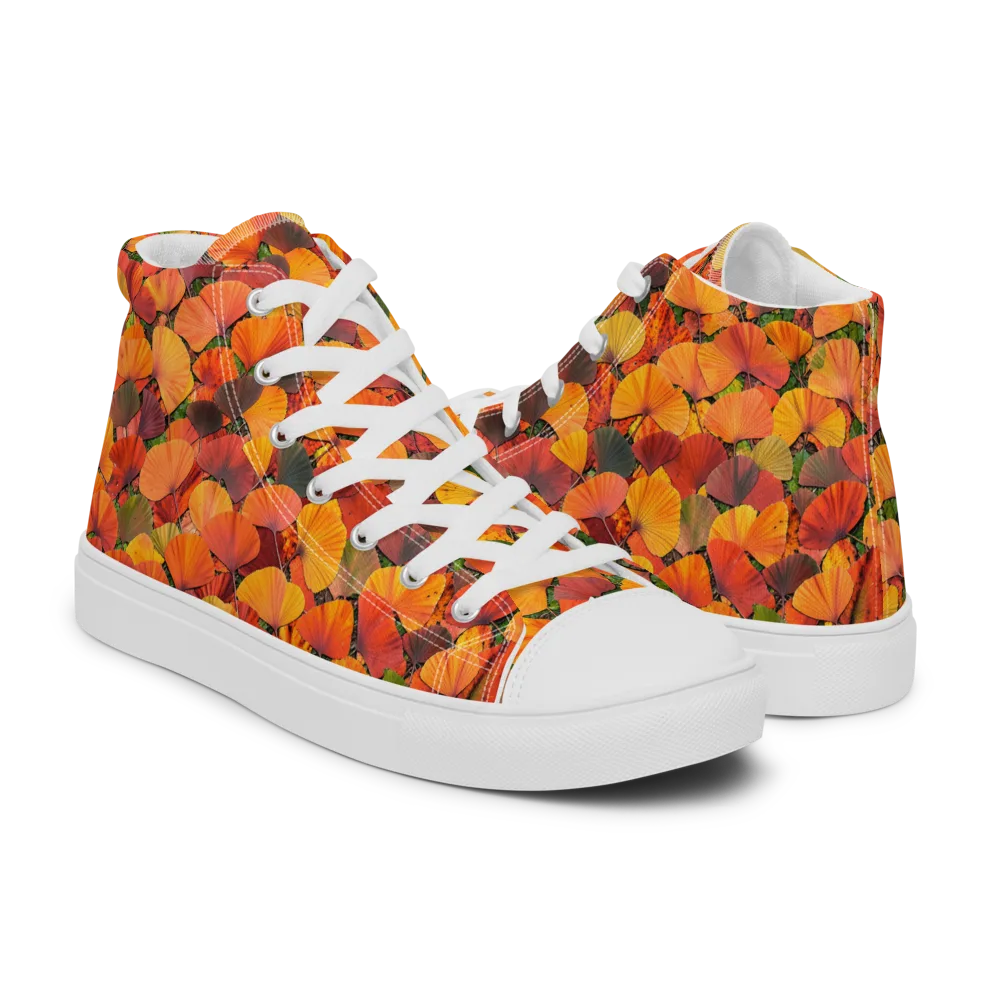 Ginkgo Inferno on Men's High Top Canvas Shoes — Right