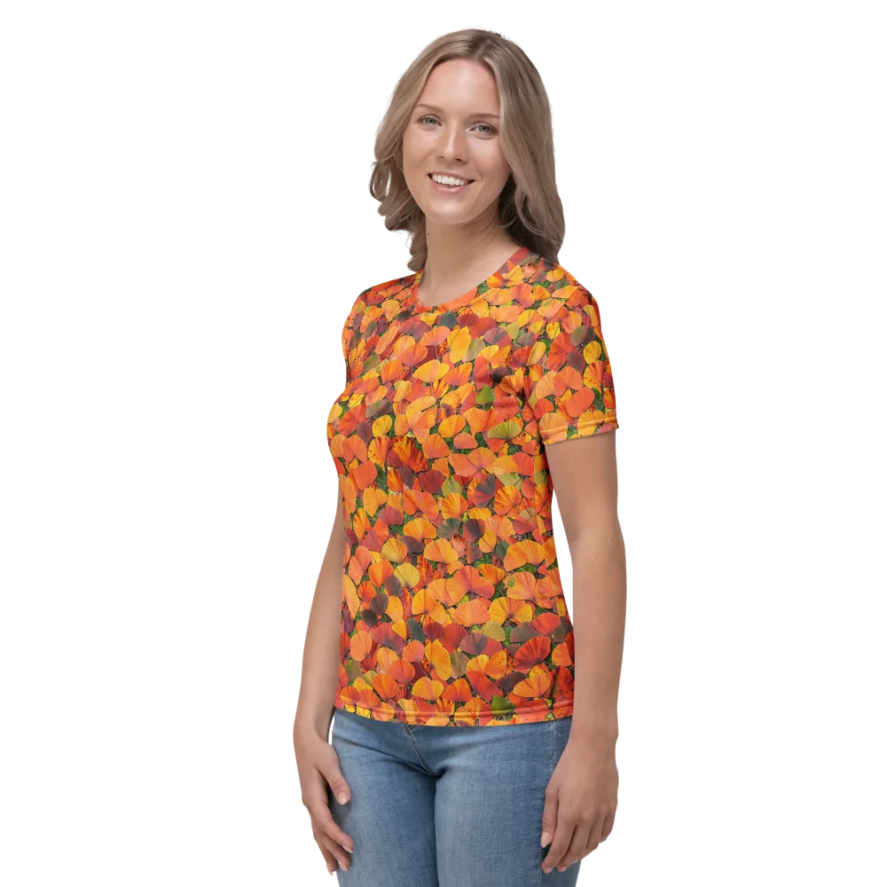 Ginkgo Inferno on Women's Crew Neck T-Shirt — Left