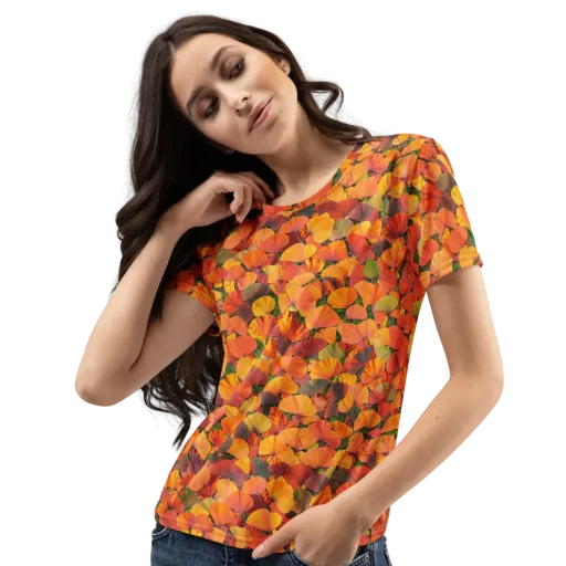 Ginkgo Inferno on a Women's Crew Neck T-Shirt