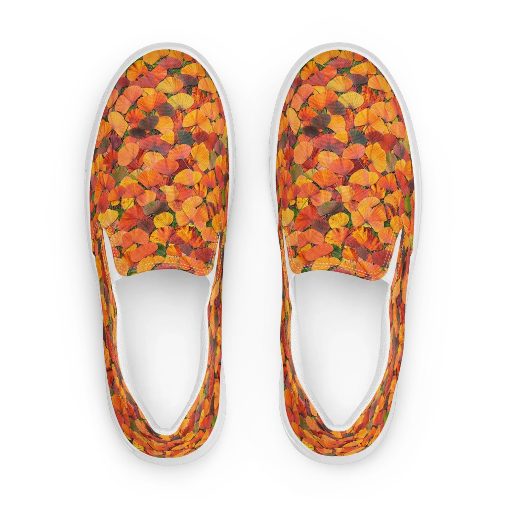 Ginkgo Inferno on Men's Slip-On Canvas Shoes — Front