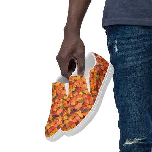 Ginkgo Inferno on a Men's Slip-On Canvas Shoes