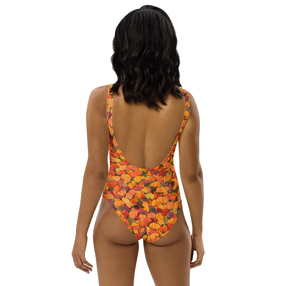 Ginkgo Inferno on One-Piece Swimsuit — Back