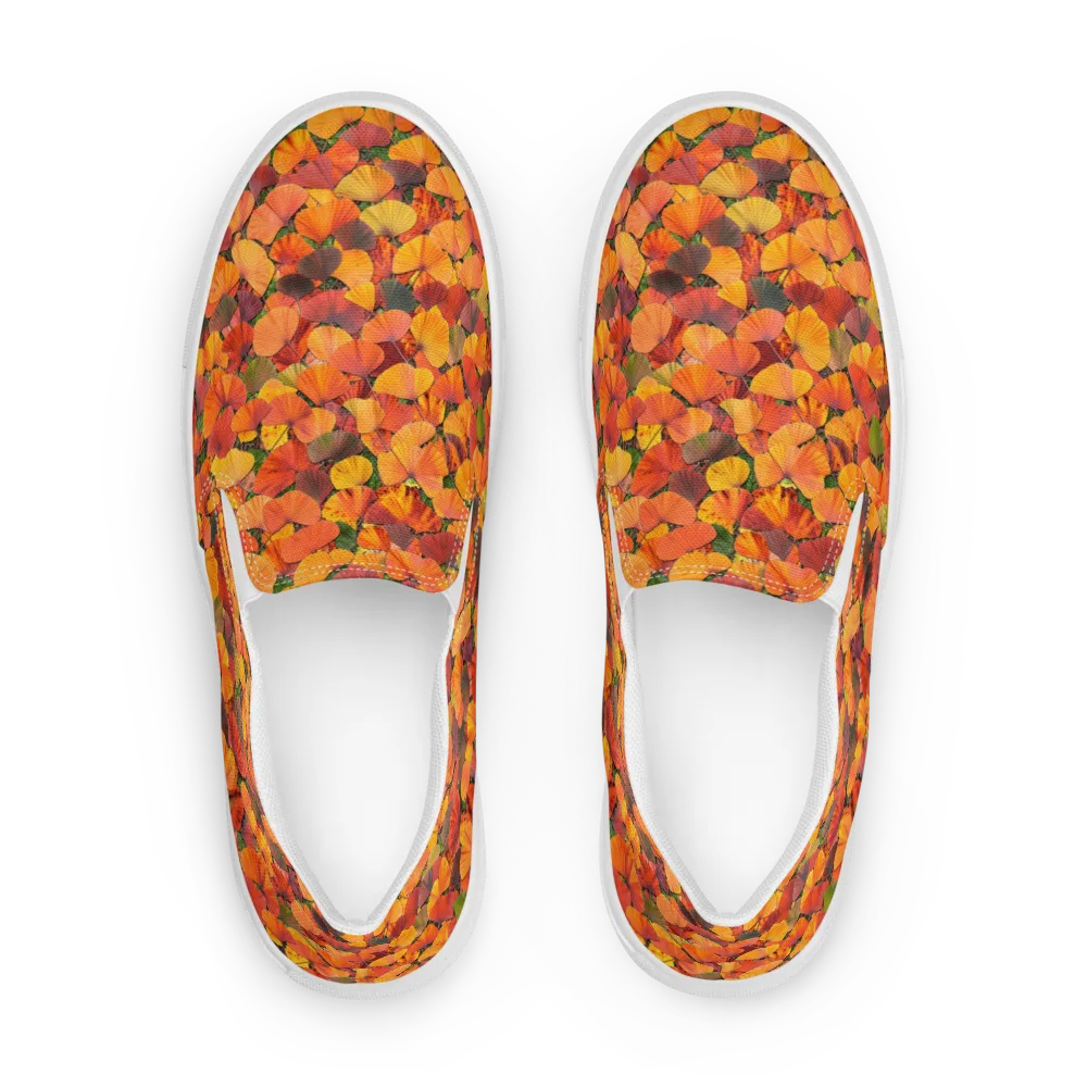 Ginkgo Inferno on Women's Slip-On Canvas Shoes — Front