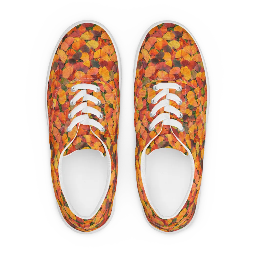Ginkgo Inferno on Men's Lace-Up Canvas Shoes — Front