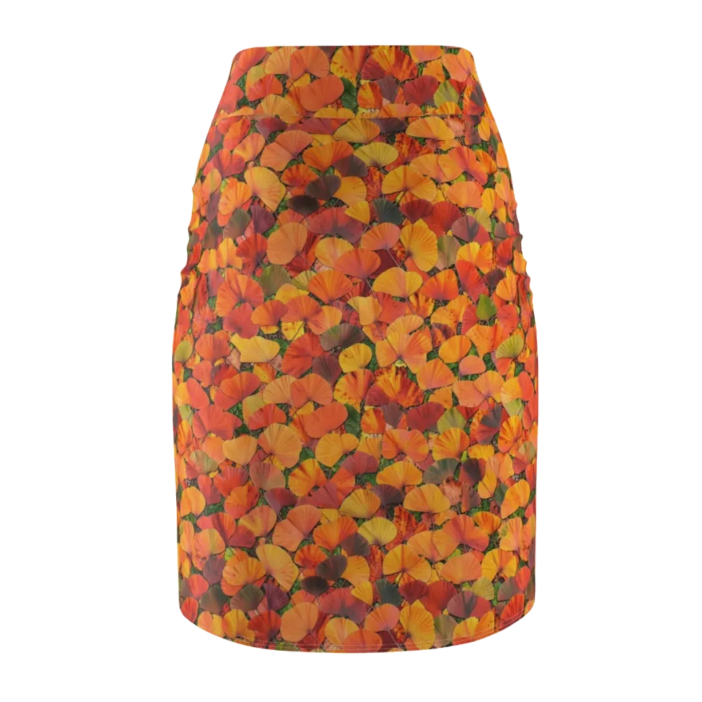 Ginkgo Inferno on Pencil Skirt — Back