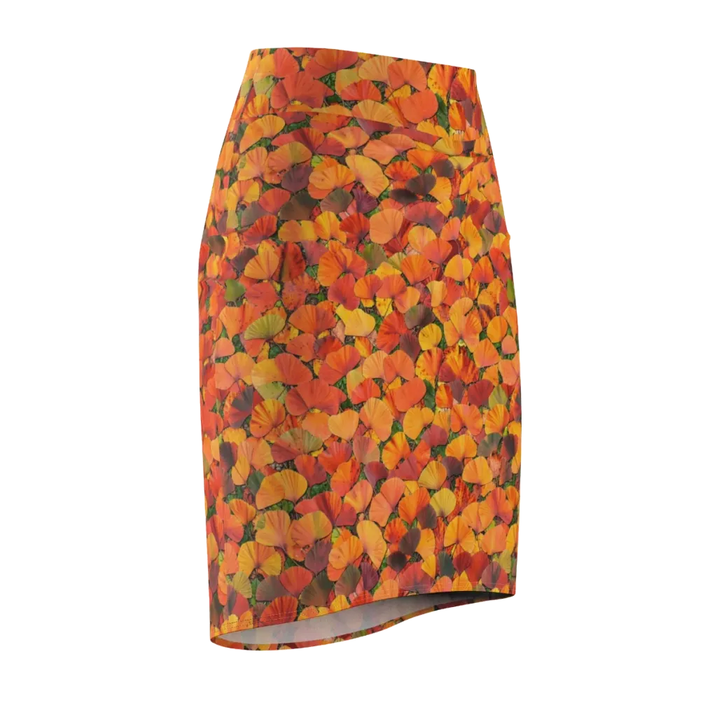 Ginkgo Inferno on Pencil Skirt — Front Side