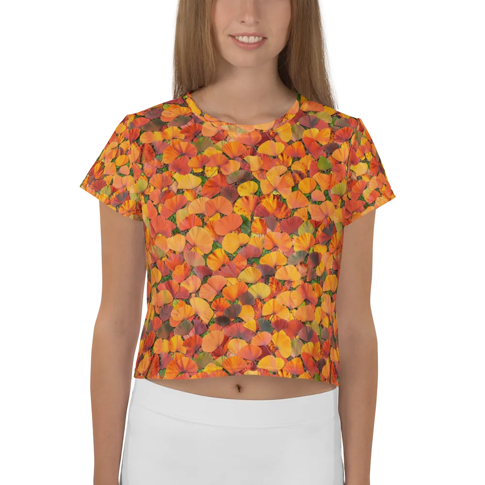 Ginkgo Inferno on Crop Tee — Front