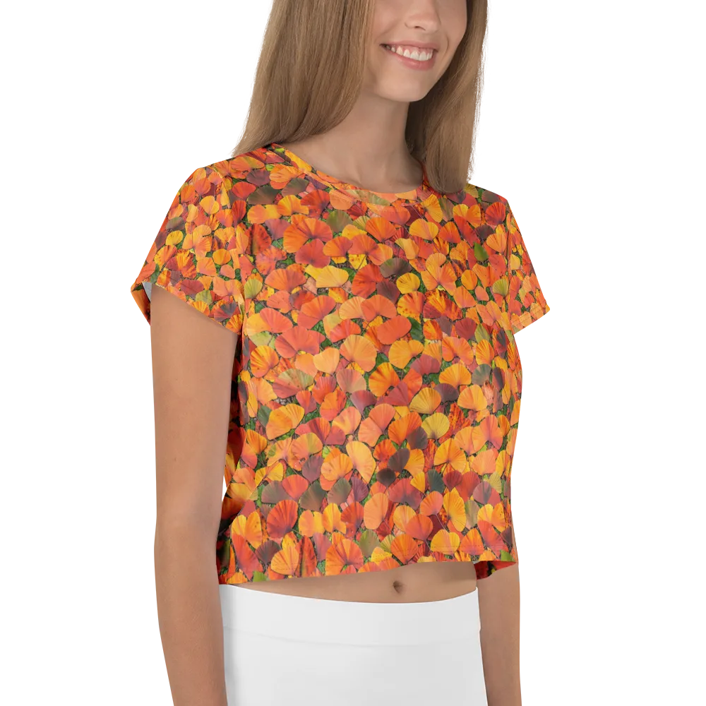 Ginkgo Inferno on Crop Tee — Right