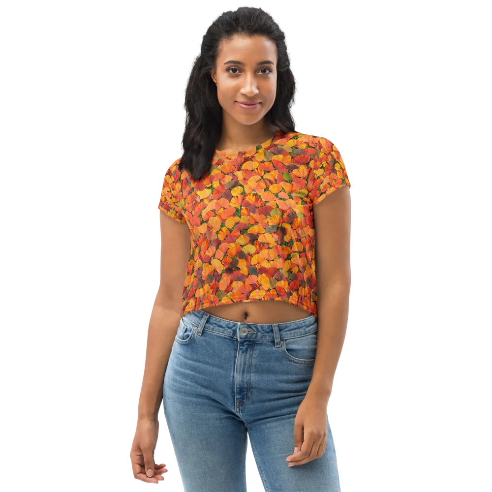 Ginkgo Inferno on Crop Tee — Front