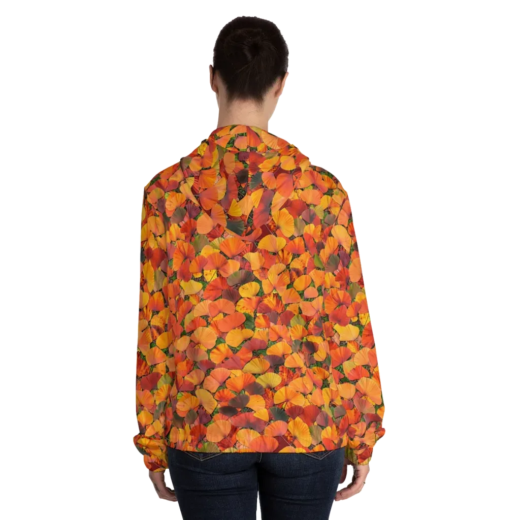 Ginkgo Inferno on Women's Full-Zip Hoodie — Back On Person